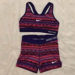Nike Pro Activewear Sports Bra and Short Set
